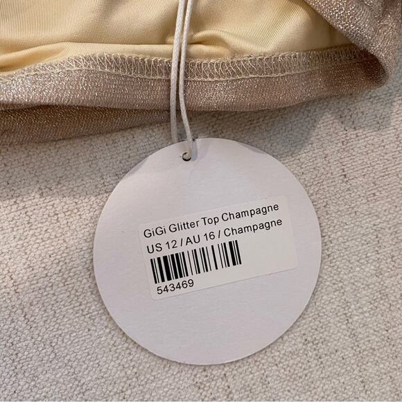 Princess Polly NWT GiGi Glitter Ruched Crop Top in Champagne Women’s Size 12 - Picture 6 of 10